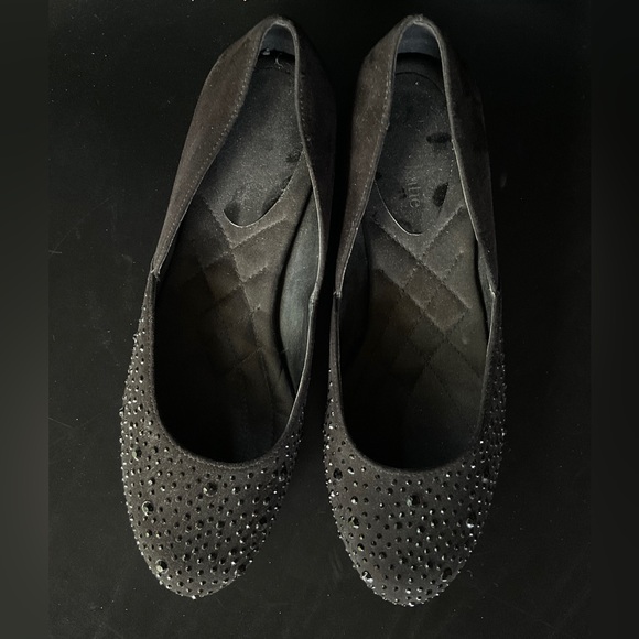 KELLY & KATIE ● Black Rhinestone Flats - Picture 1 of 3